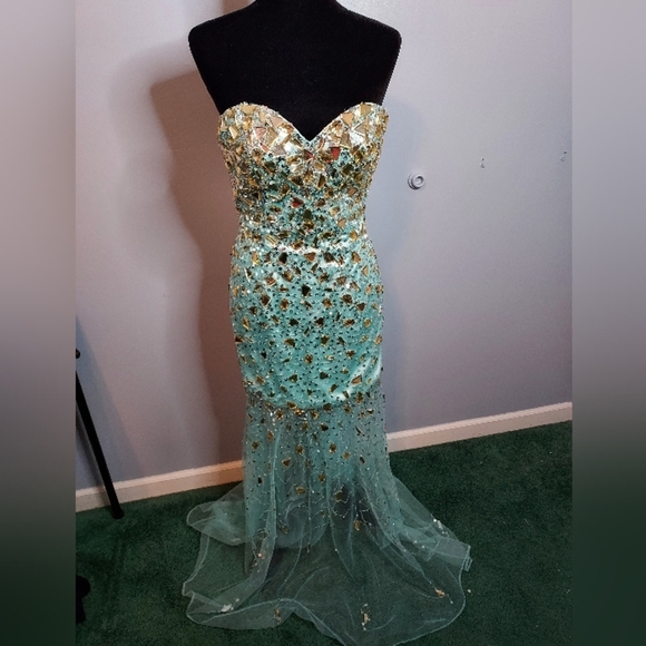 Panoply Size 6 Aqua Sparkly Mermaid Dress - Picture 2 of 12
